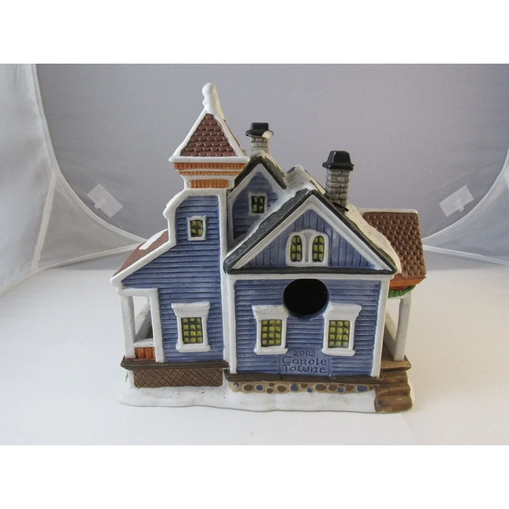 Carole Towne 2002‎ Blue Victorian Birdhouse Christmas Village Decor